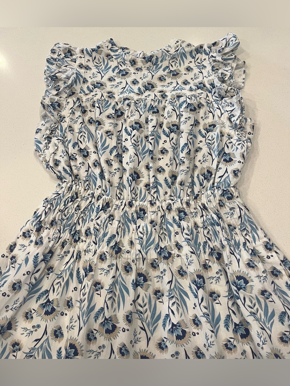 Universal Threads Blue and White Flutter Sleeve Mini Dress Size Large